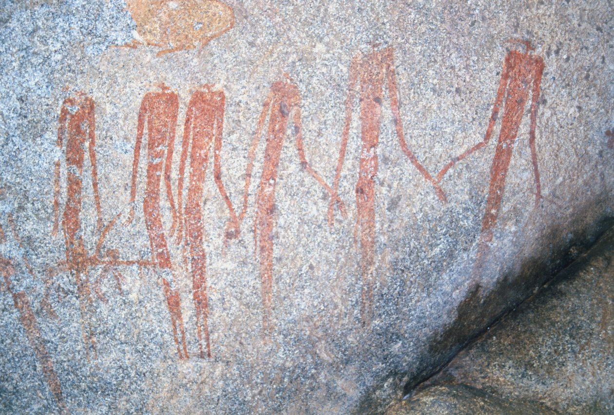 Inanke Rock Paintings Photographed in a Cave in the Matobo National Park, Zimbabwe. April 1st, 1998. by Unknown
