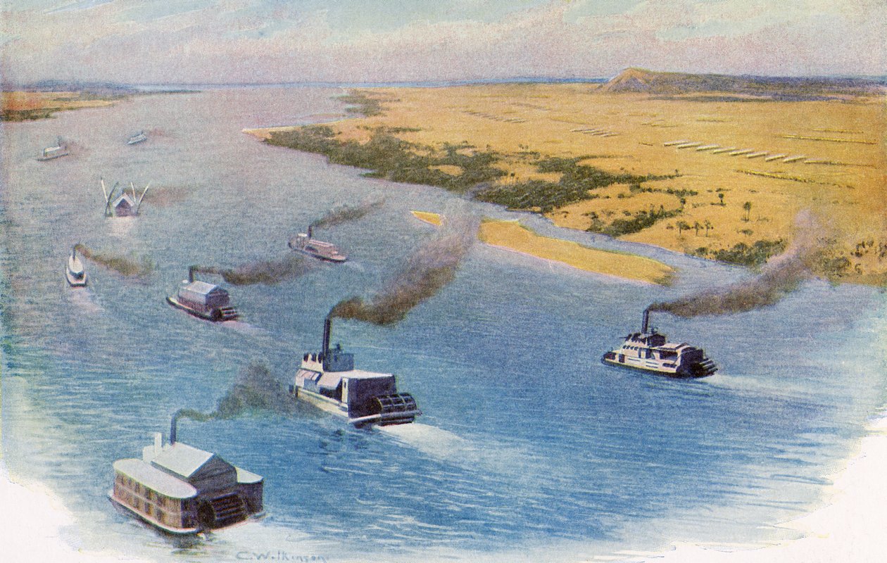 The Advance of the Anglo-Egyptian Force Upon Omdurman, Sudan Along the Nile River in 1898 Prior to the Battle of Omdurman by Unknown