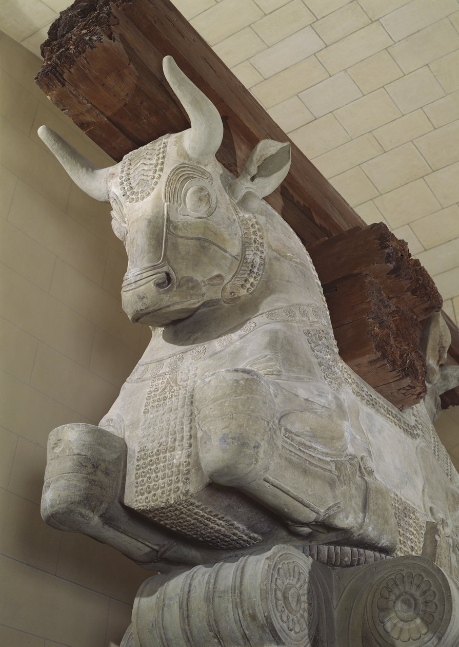 Persian style capital from a column of the Apadana, from the Palace of Darius the Great at Susa, Iran, c.500 BC by Achaemenid