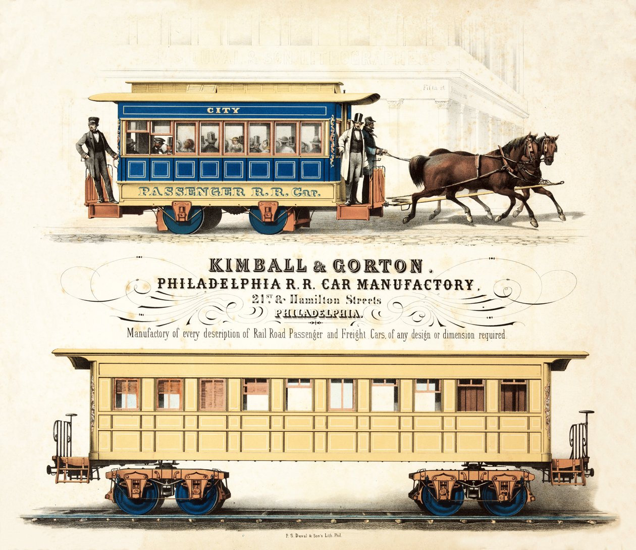 Advertisement for Kimball & Gorton, Philadelphia R.R. Car Manufactory by American School