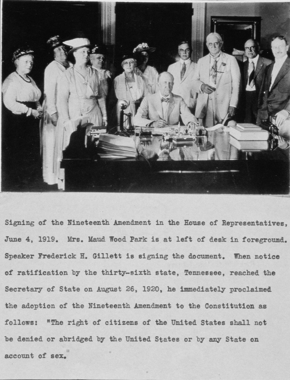 The Signing of the Nineteenth Amendment by American School