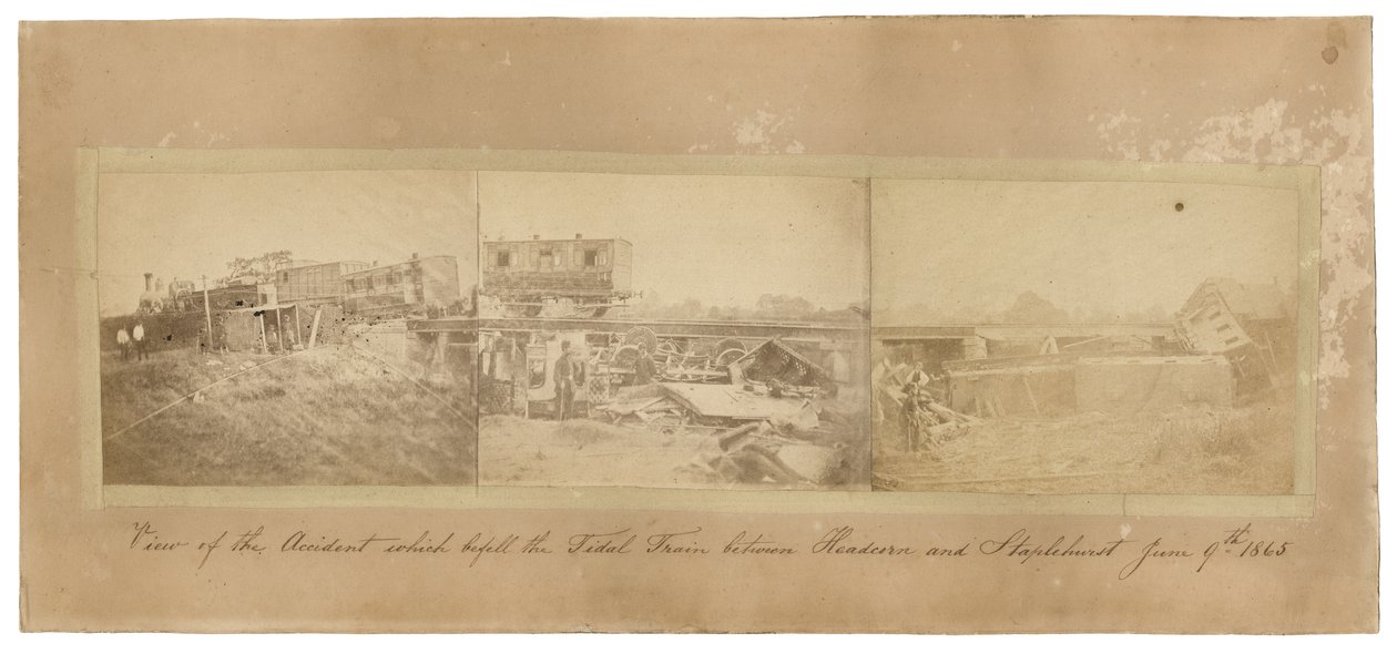 Montage of the Staplehurst train crash, 1865 by English School
