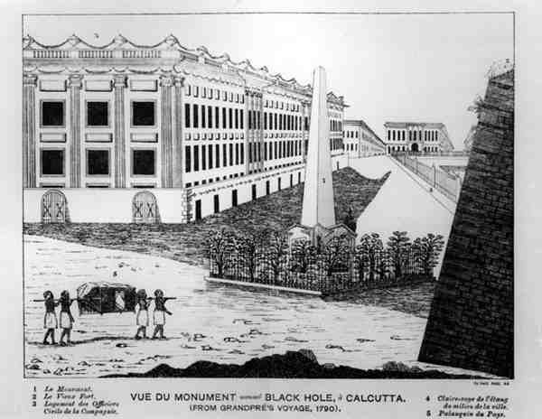 View of the Black Hole of Calcutta Monument, from Grandpres Voyage by English School