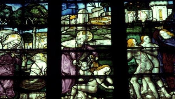 Window depicting Adam and Eve, the Creation and the Expulsion by English School