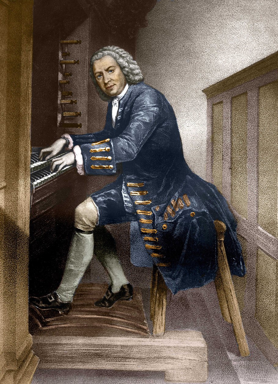 Johann Sebastian Bach playing the Organ, c.1881 by French School