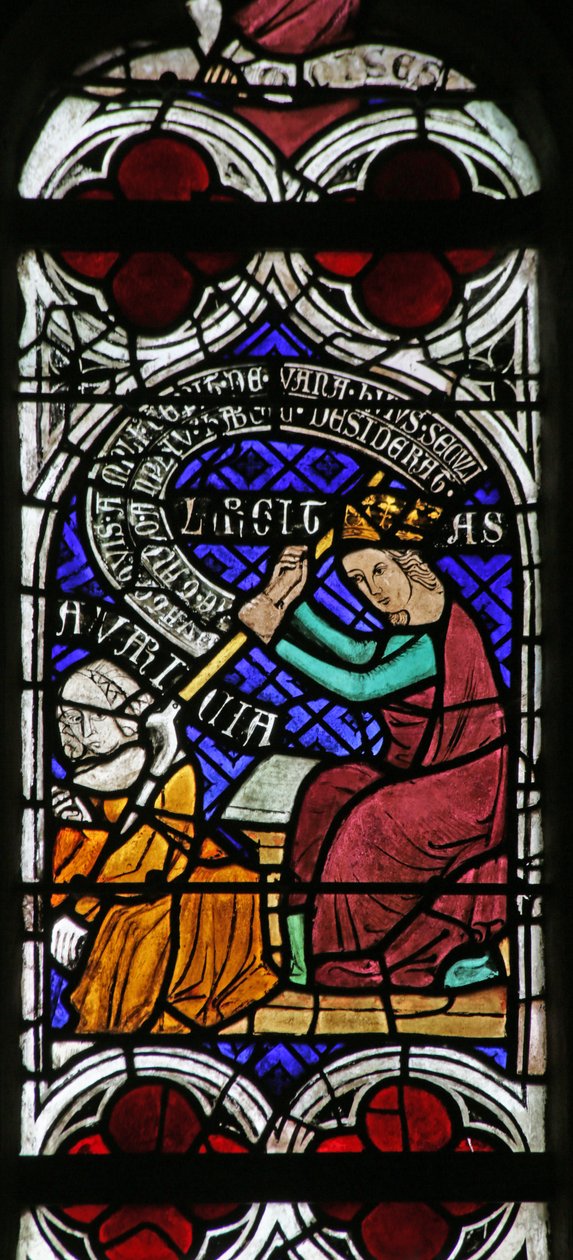 Window Depicting Psychomachia: Generosity and Avarice by French School
