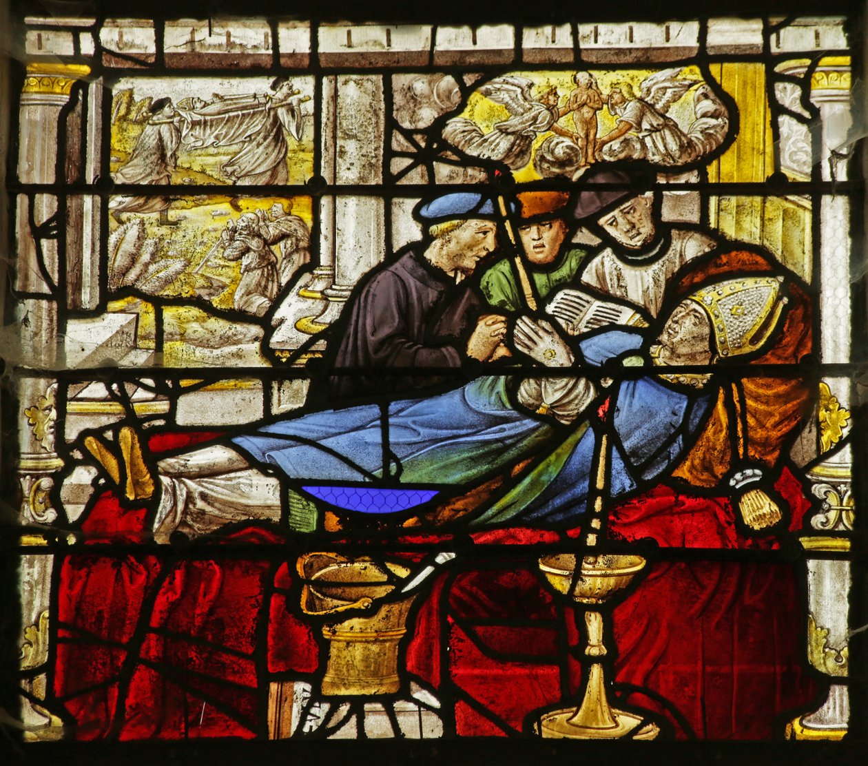 Window depicting Scene from the life of Saint Claude: Death of the Saint the Transfer of his Relics by French School