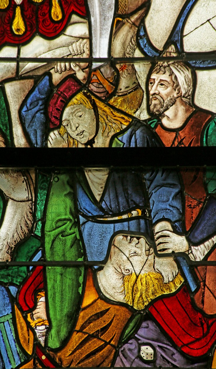 Window depicting casting lots for Christ's clothes at the Crucifixion ...