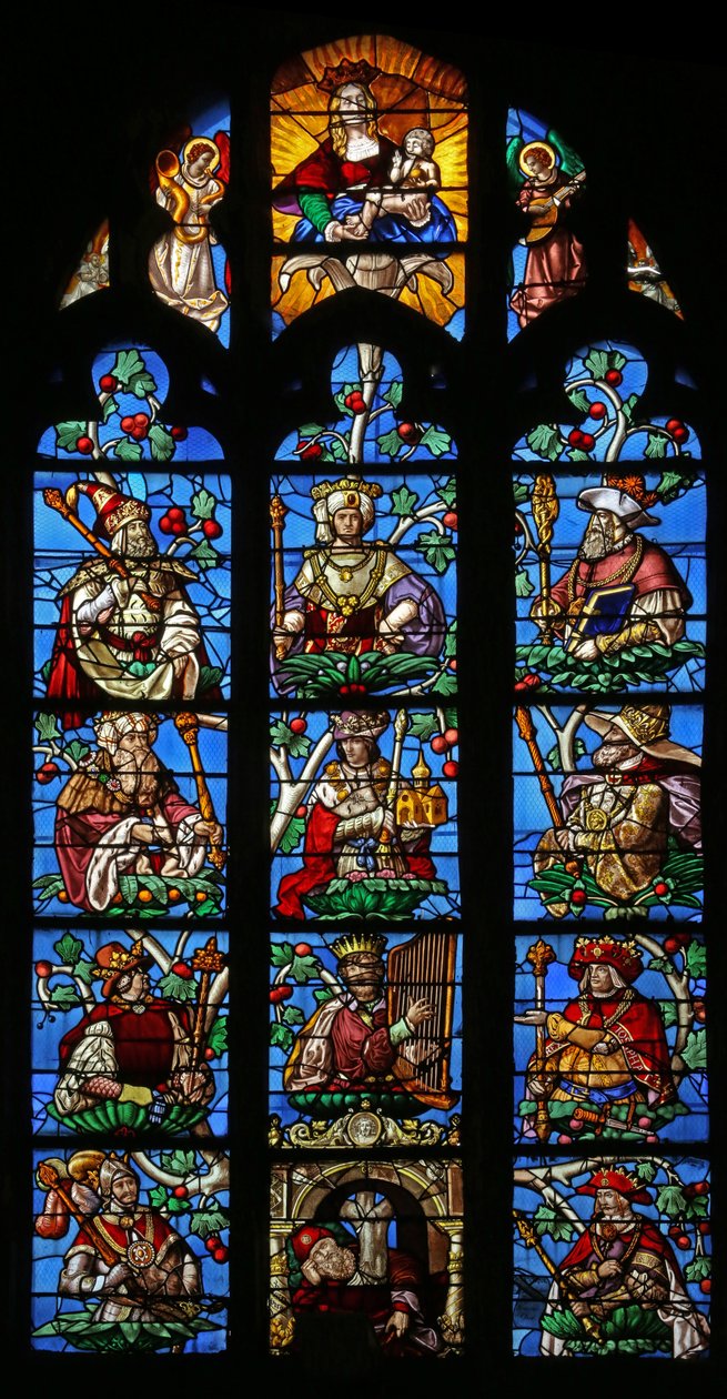 Window depicting the Tree of Jesse (mostly modern) by French School