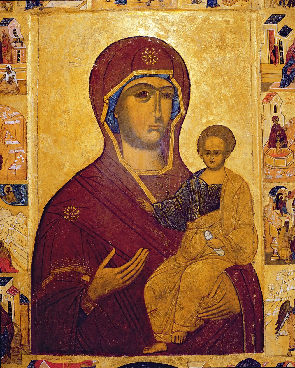 Icon Depicting the Virgin and Child (detail) by Russian School