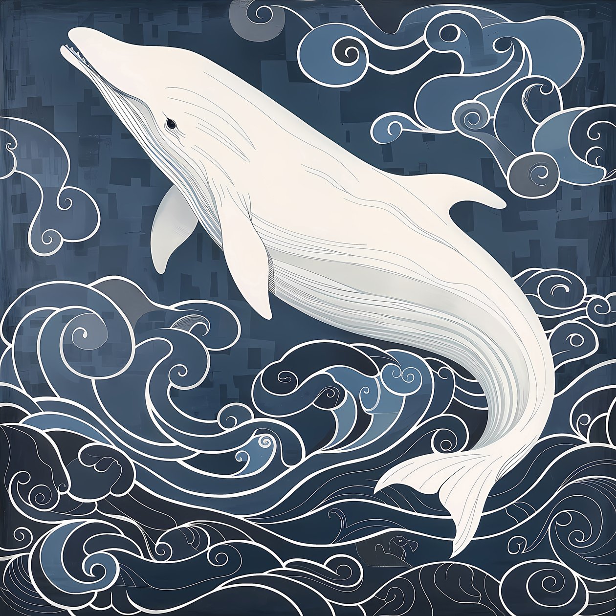 Dolphin in a Surreal Blue Background by F. Abderrahim