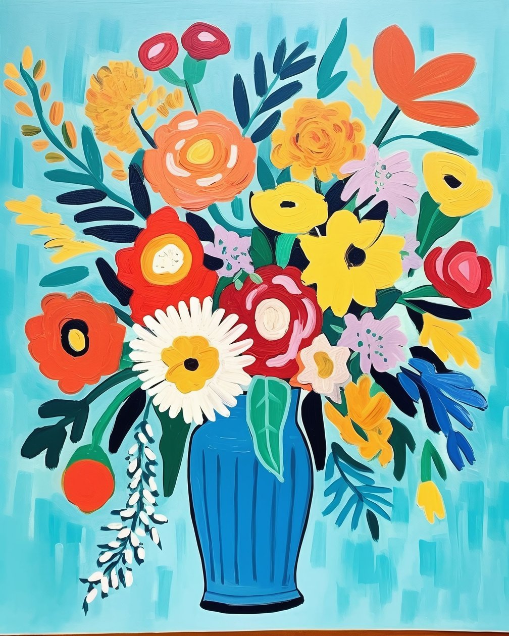 Matisse Inspiration Flowers in a Vase by F. Abderrahim