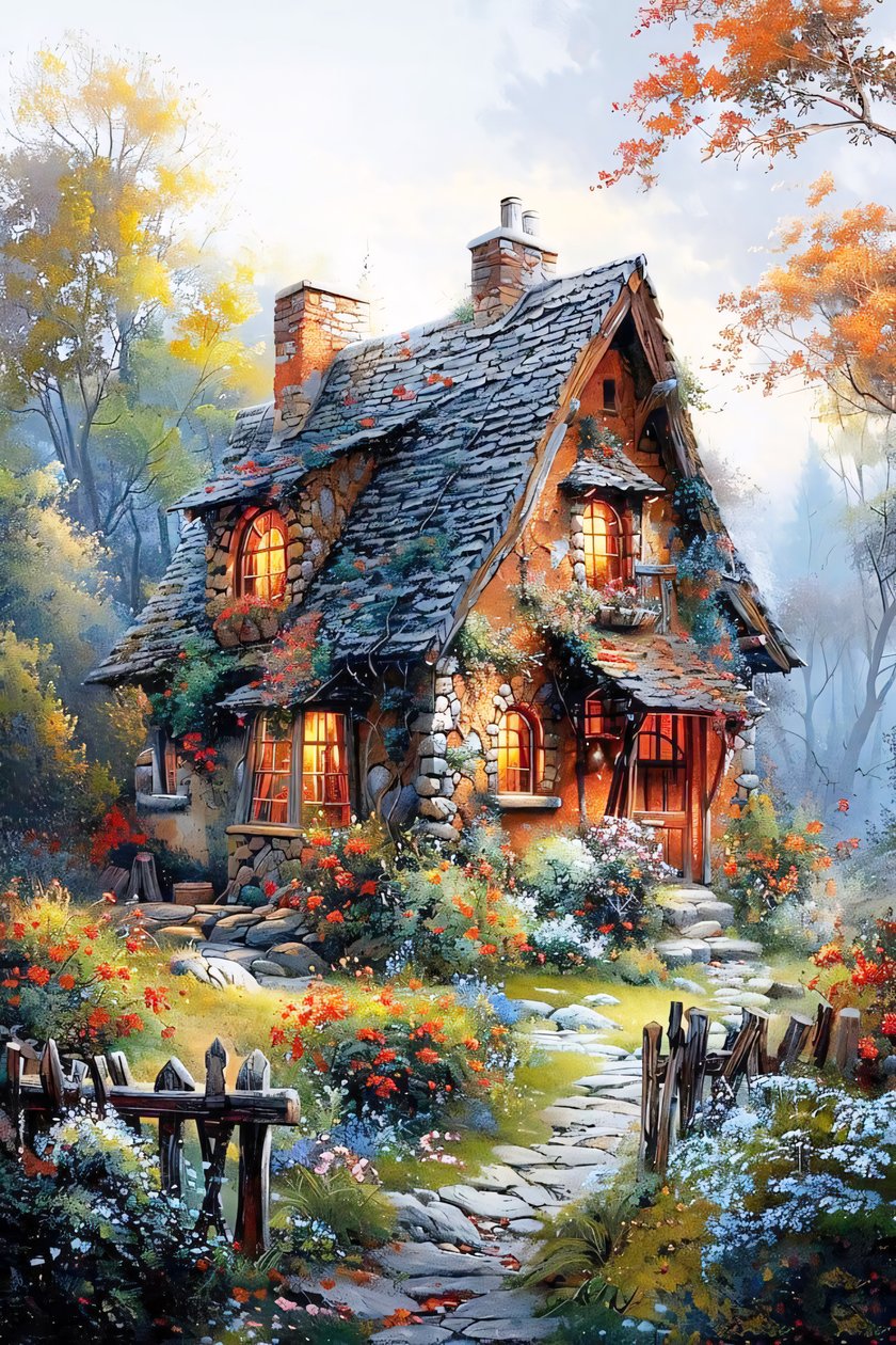 Landscape Painting on Canvas, Farm House Painting by F. Abderrahim