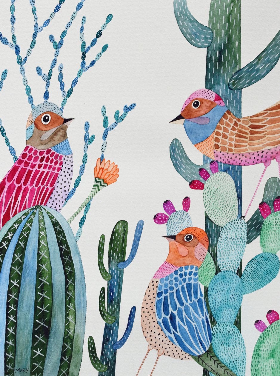 Hungry Birds by Marys Watercolors