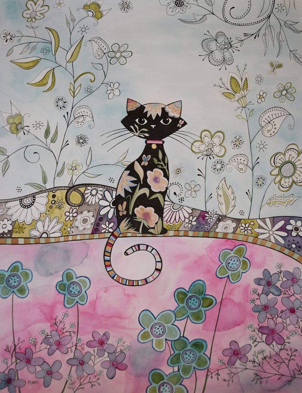 Black Kitten by Marys Watercolors