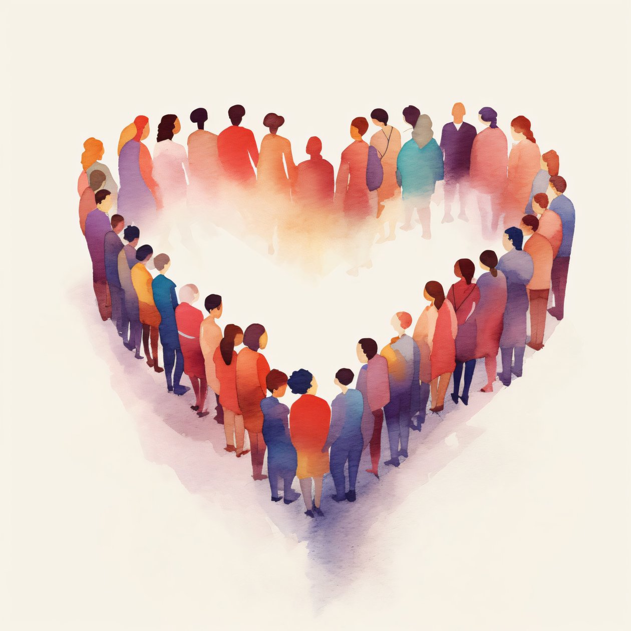 People Unified, Heart-Shaped in Minimalist Style by F. Abderrahim