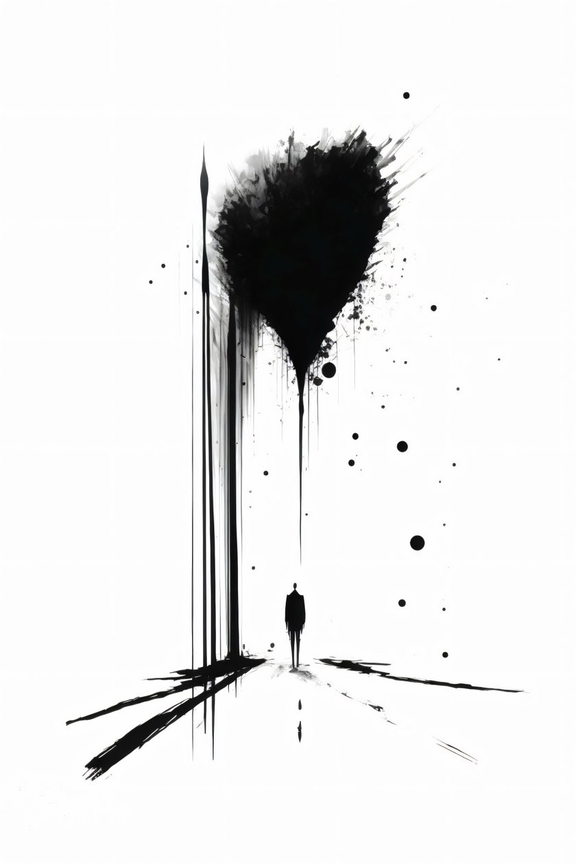 Abstract Black & White Conceptual Art Silhouette of Solitude by F. Abderrahim