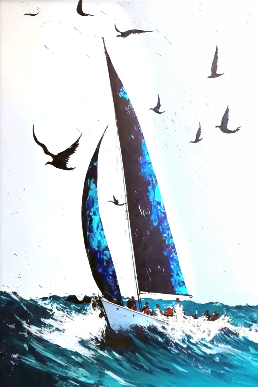 Ravens & Stormy Waves Abstract Expression by F. Abderrahim
