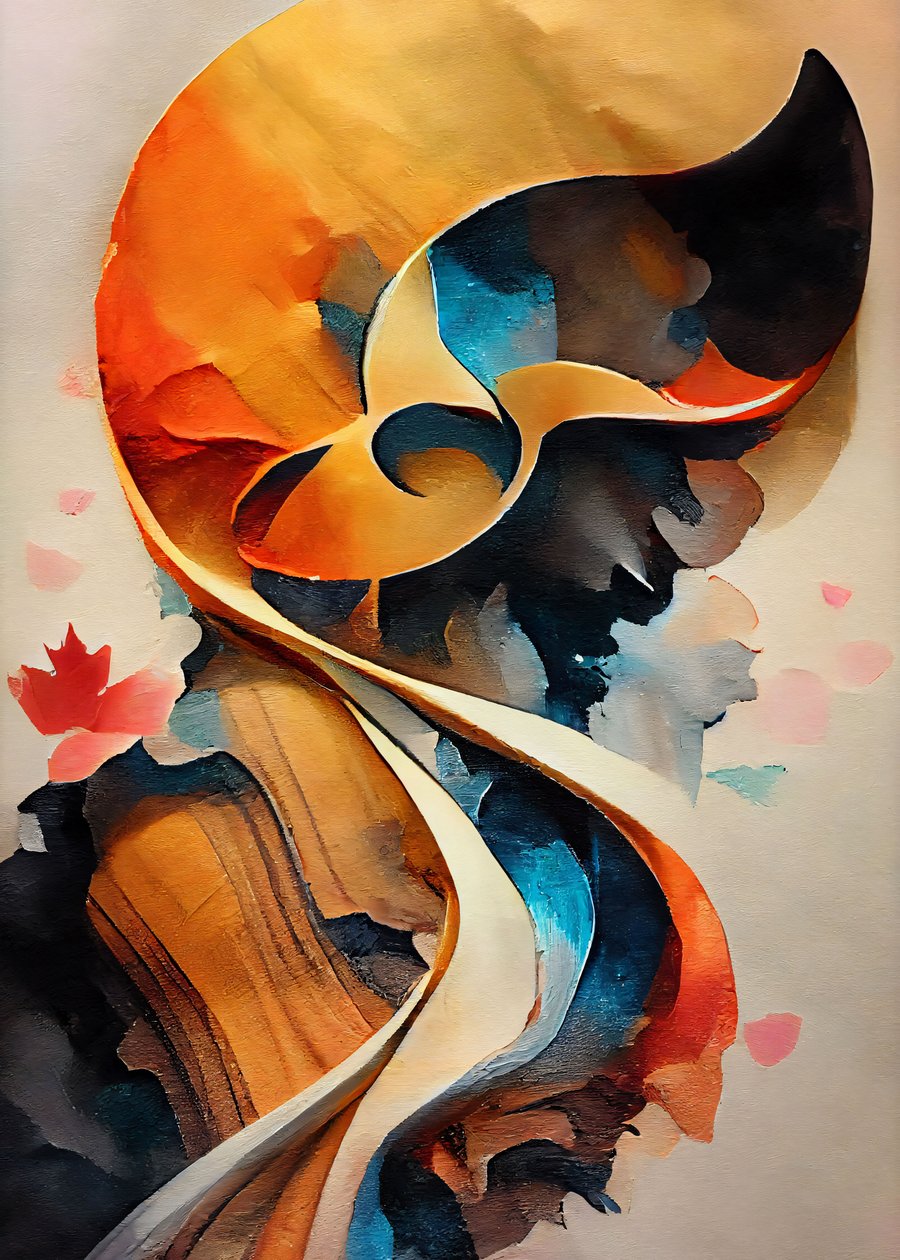Violin, Drum, Trumpet, Piano Minimal Abstract Rough Oil Painting by F. Abderrahim