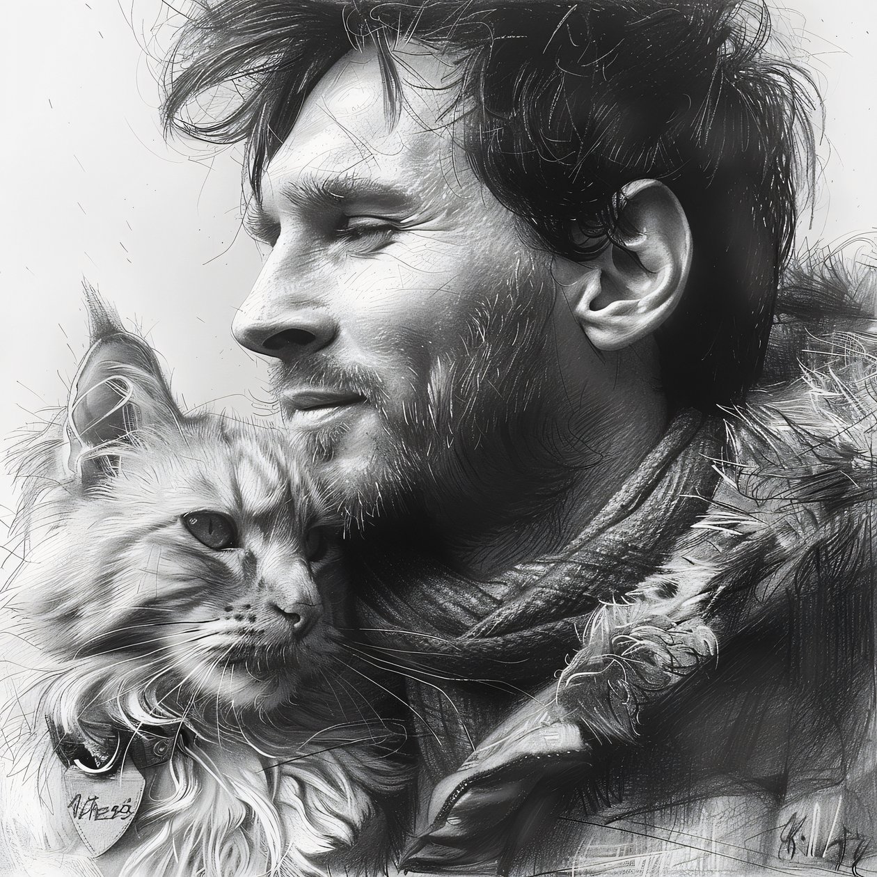 Cat with Messi Footballer by F. Abderrahim