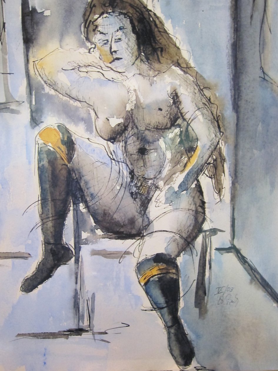 Seated Nude in Blue by Christian Piecuch