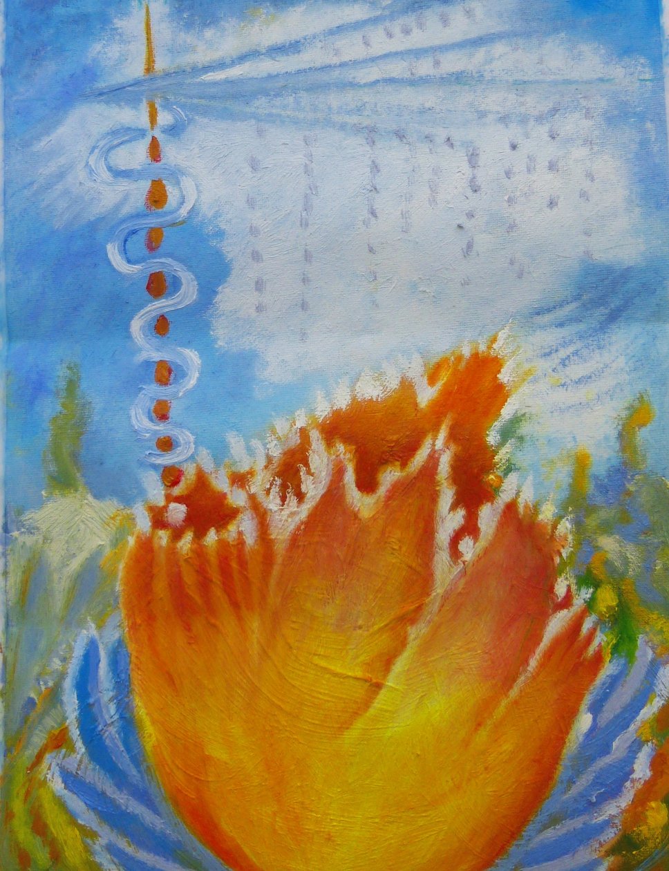 Orange Flower by Elzbieta Goszczycka