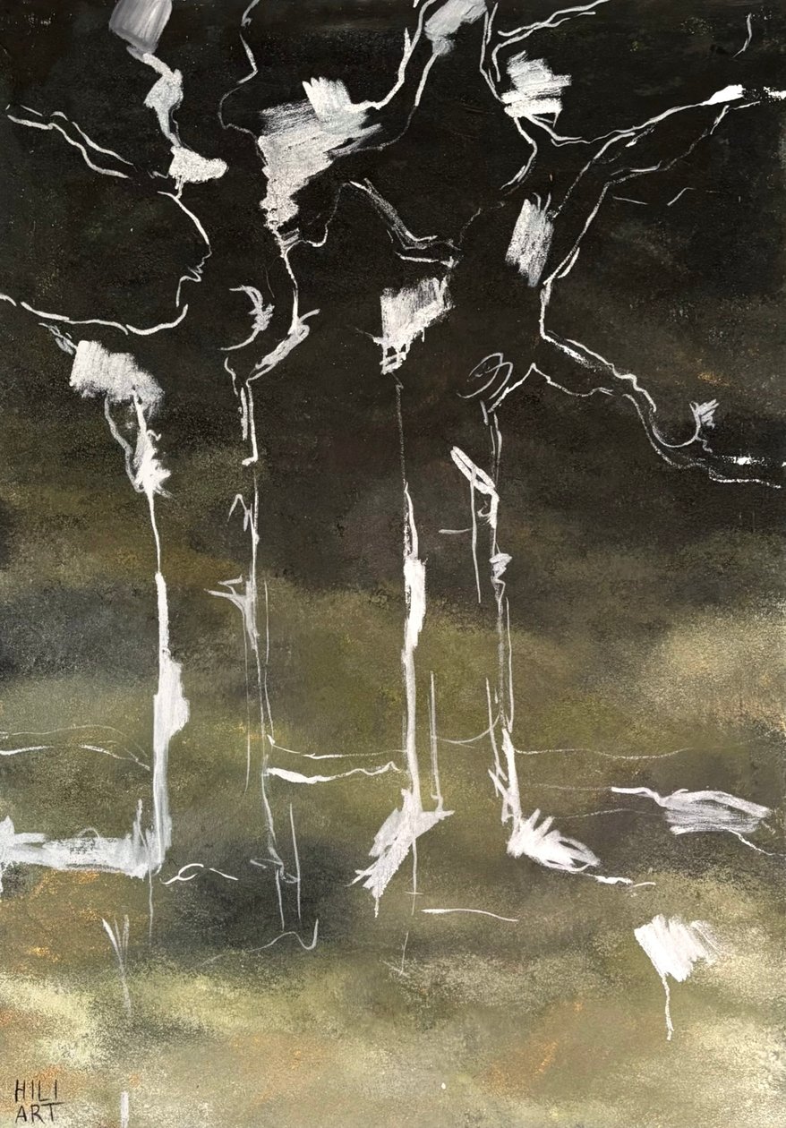 Birken in der Dunkelheit von HILI ART Tetiana Brzozowski