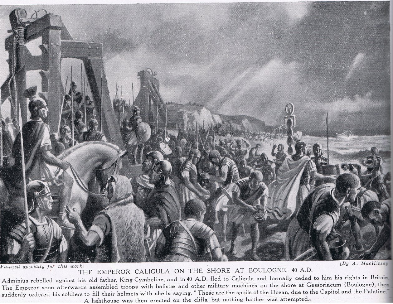 The Emperor Caligula on the shore at Boulogne, illustration from Hutchinsons History of the Nations, c.1910 by A. MacKinlay