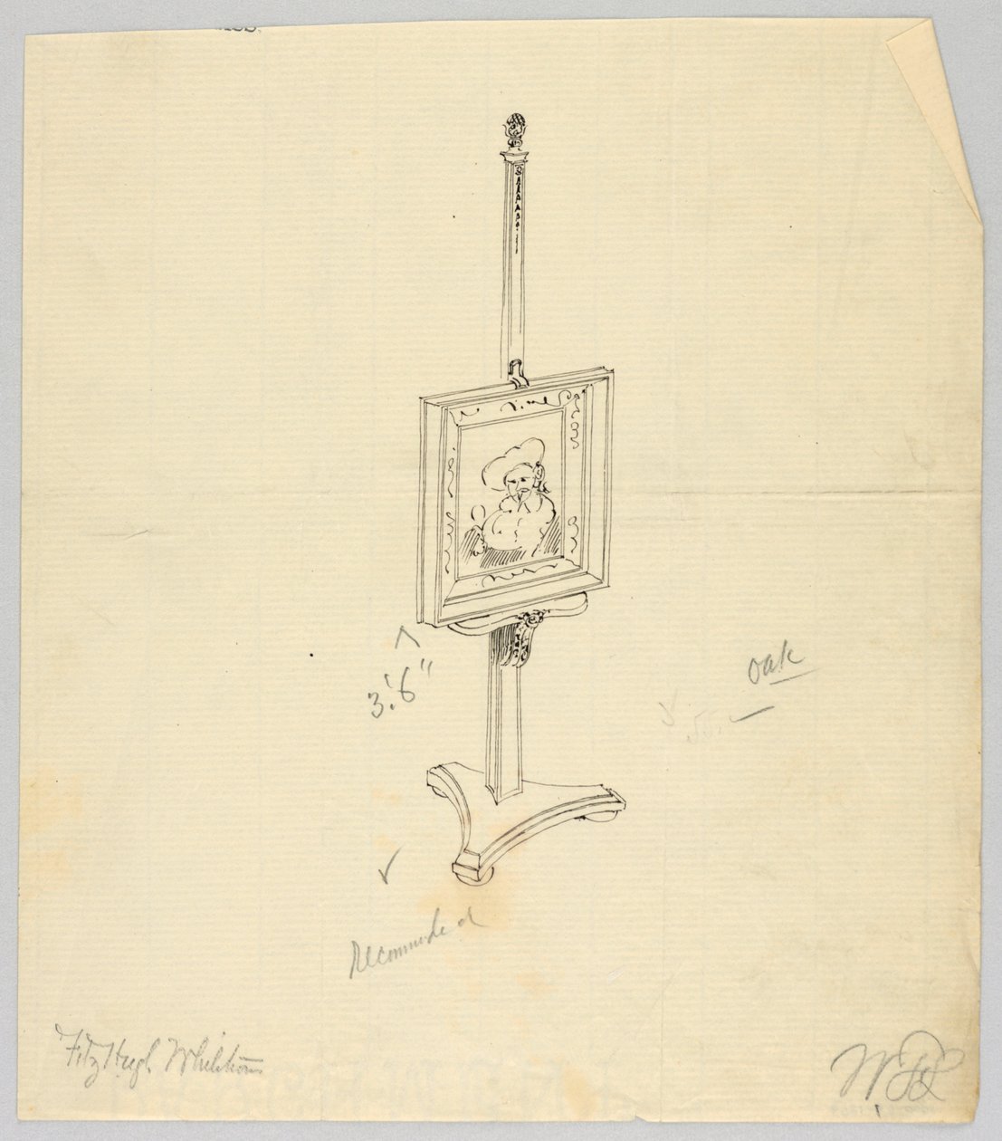 Design for Oak Painting Easel by A.N. Davenport Co.
