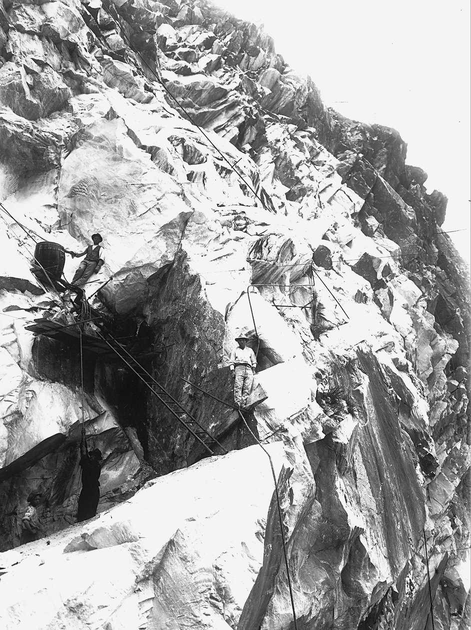Excavators at work in a quarry of the 
