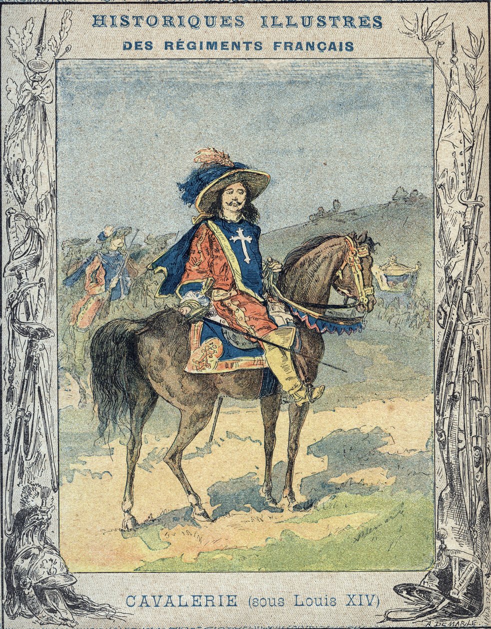 Cavalry under Louis XIV - From a protective sleeve for school books, late 19th century - illustration by A Demarle by A. Demarle