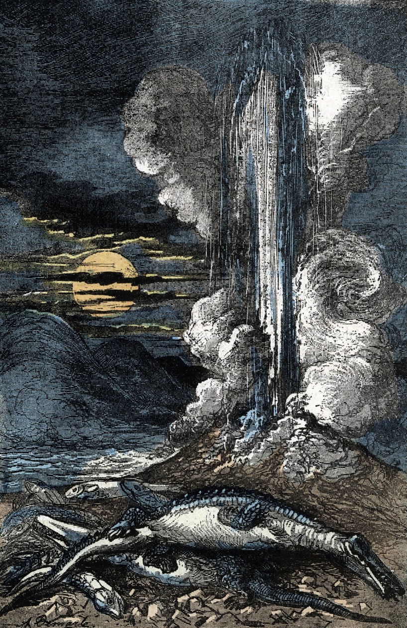 Eruption of venous thermal waters in the period of the Triassic by A. Demarle