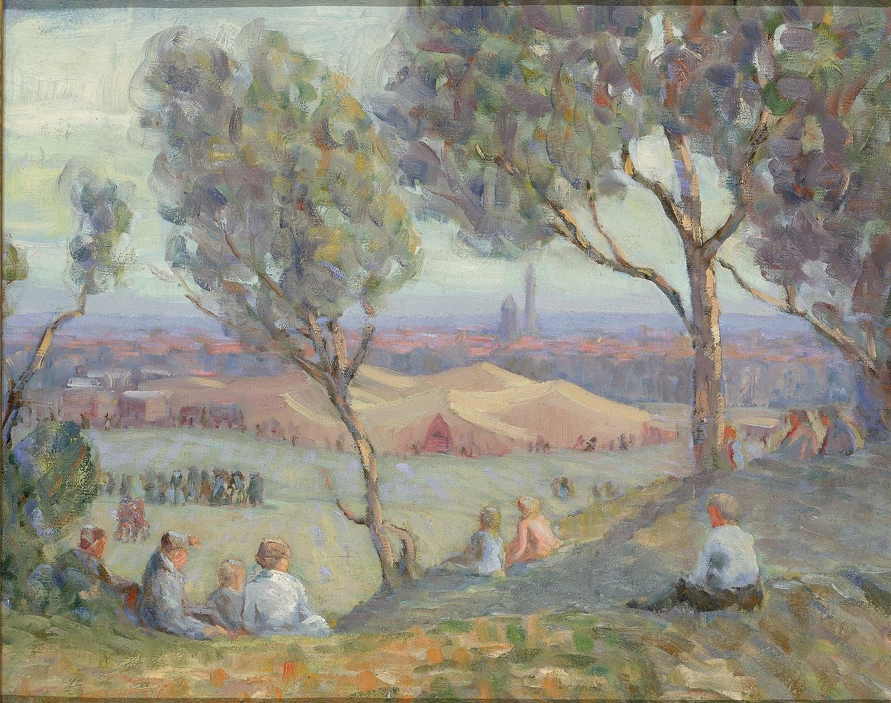 View from Arlington Heights, with Chautauqua Tents and the Washington Monument in the Background by A. H. O. Rolle