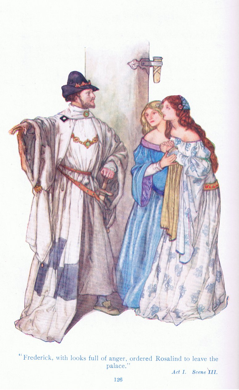 Frederick with looks of anger, ordered Rosalind to leave the palace (As You Like It) by A. Jackson