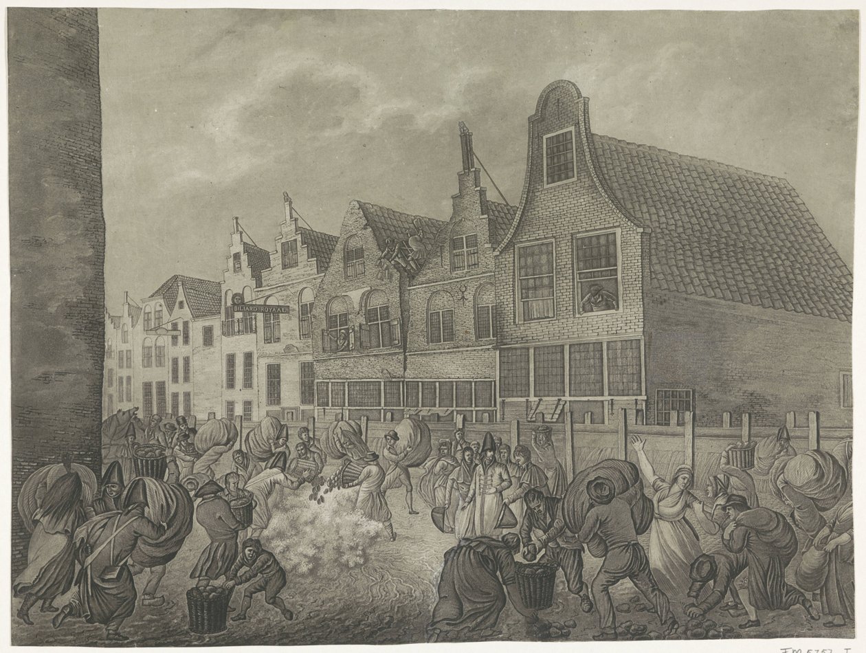 Collapse of the Cofferdam Along the Kortendijk in Gorinchem, 1809. Four Plates of the Flood in 1809 Dedicated to King Louis Napoleon (series title) by A. Lutz