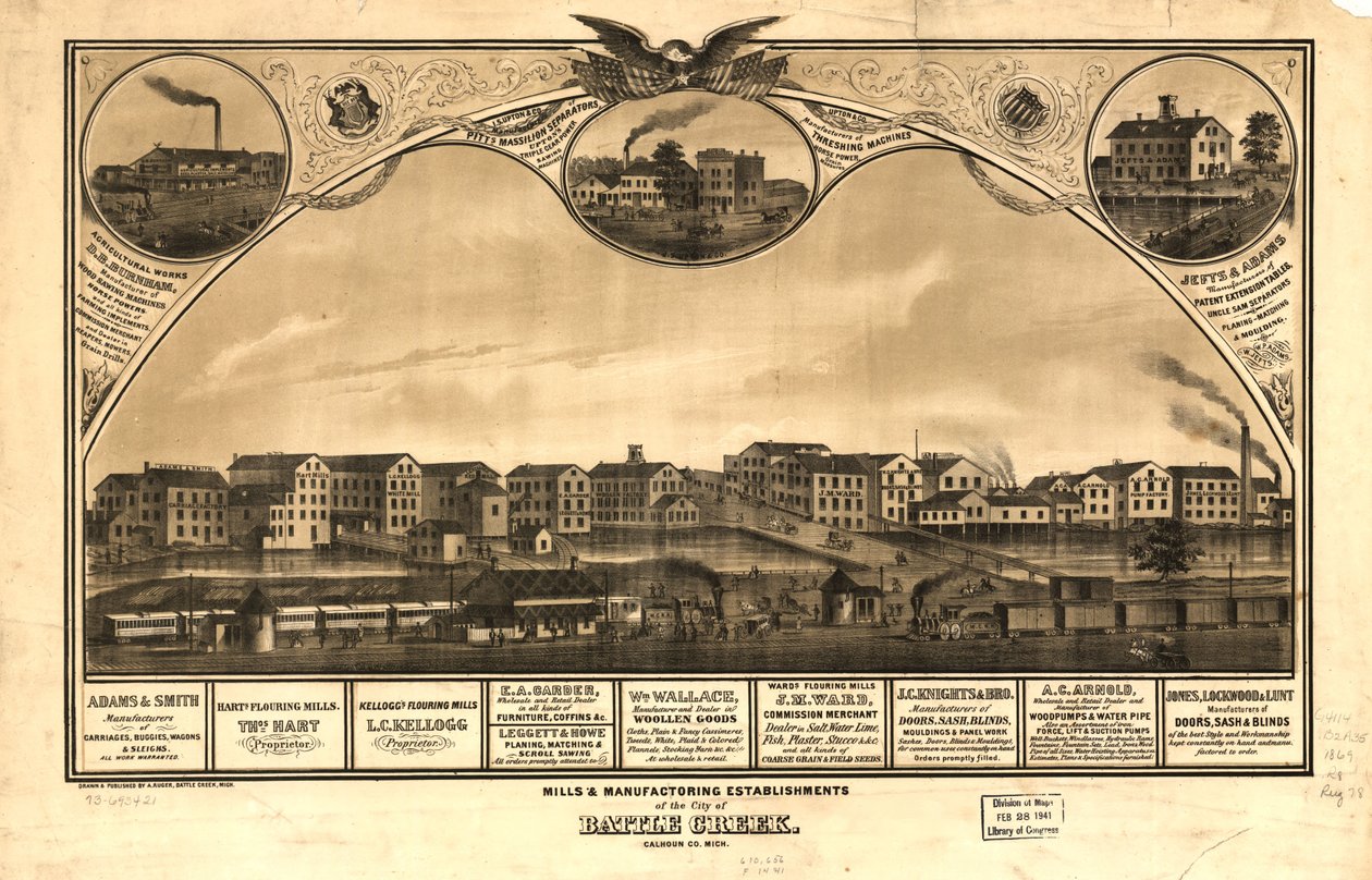 Mills & Manufacturing Establishments of the City of Battle Creek, Calhoun Co., Mich. by A. Ruger
