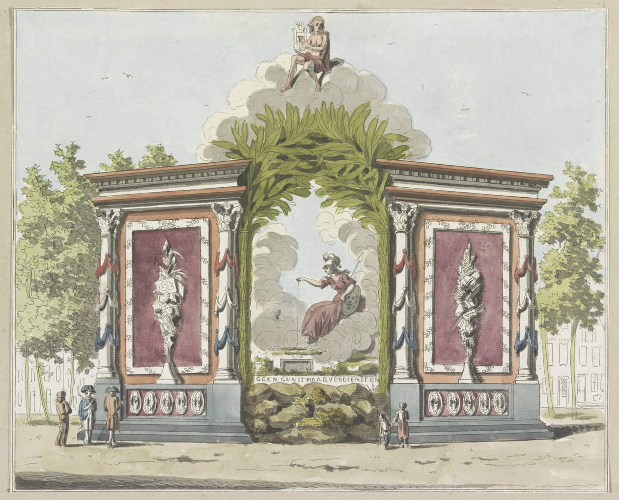 Arts and Sciences, Decoration on the Noordermarkt, 1795. Ten Plates of the Decorations at the Alliance Festival in Amsterdam in 1795 by A. Verkerk