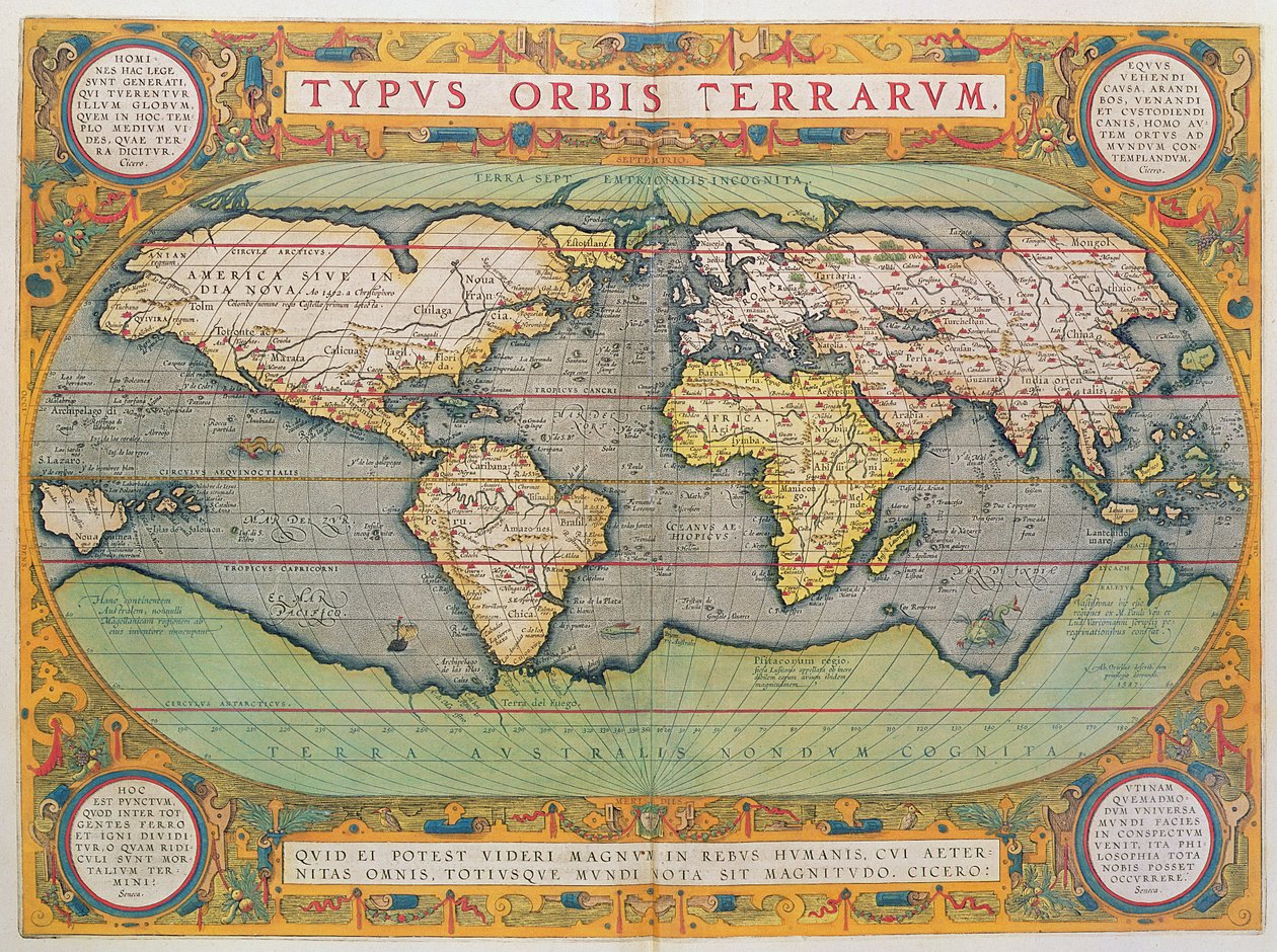 Typus Orbis Terrarum, map of the world, from Ortelius