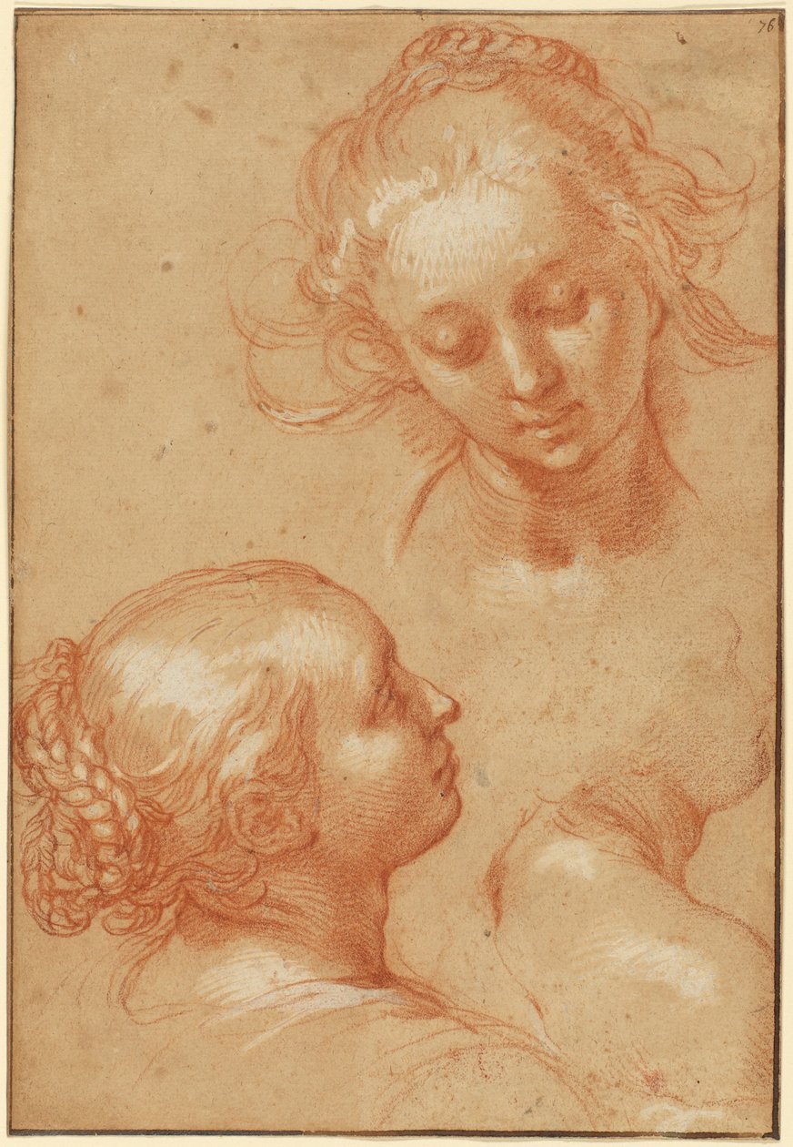 Three Studies of Women (recto); Four Studies of Hands and a Counterproof of a Kneeling Young Man (verso) by Abraham Bloemaert