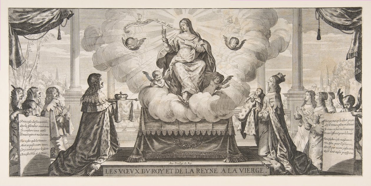 Almanach for 1639: Louis XIII and Anne of Austria Entrusting the Kingdom and the Prince, 1639 by Abraham Bosse