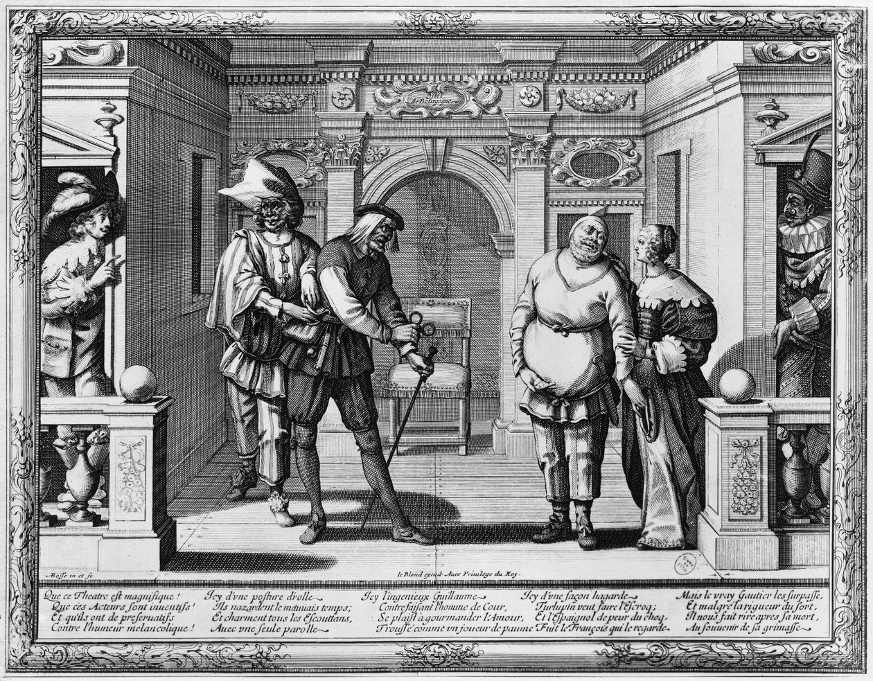 Comedians at the Theatre of Hotel de Bourgogne by Abraham Bosse