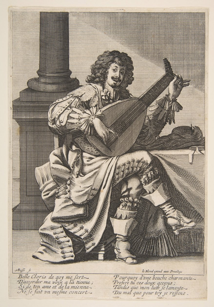 Man Singing and Playing a Lute by Abraham Bosse