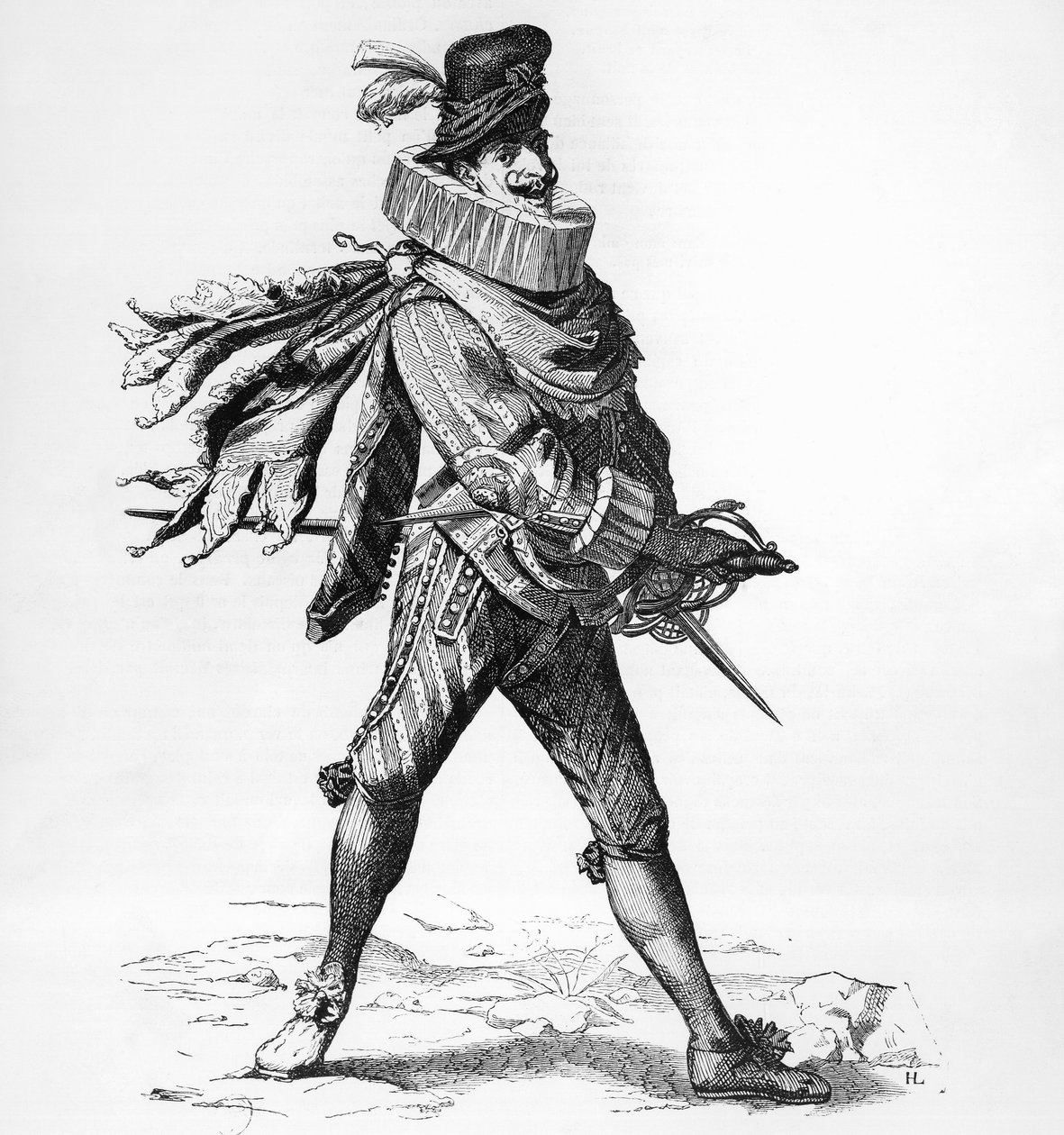 Portrait of Silvio Fiorillo, Italian Commedia dell'Arte actor, dressed ...