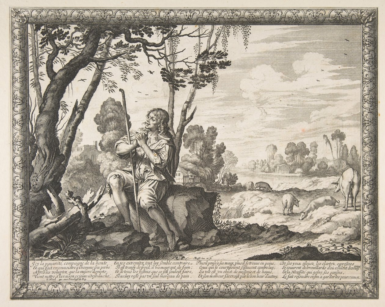 The Prodigal Son Guarding Pigs, ca. 1636 by Abraham Bosse