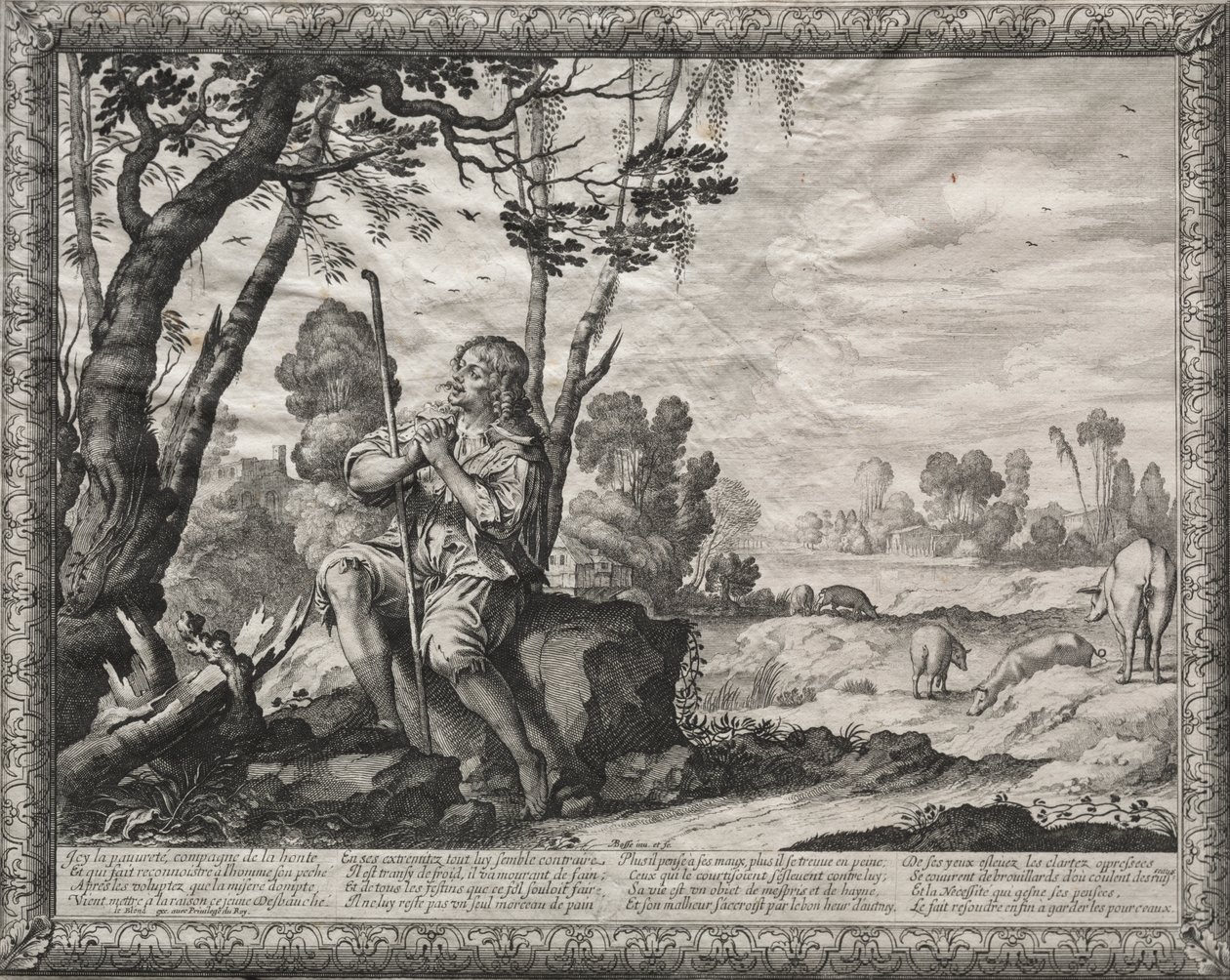 The Prodigal Son: The Prodigal Tending the Pigs by Abraham Bosse