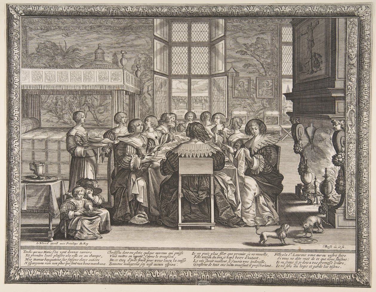 Wives at Table During the Absence of Their Husbands, ca. 1635-36 by Abraham Bosse