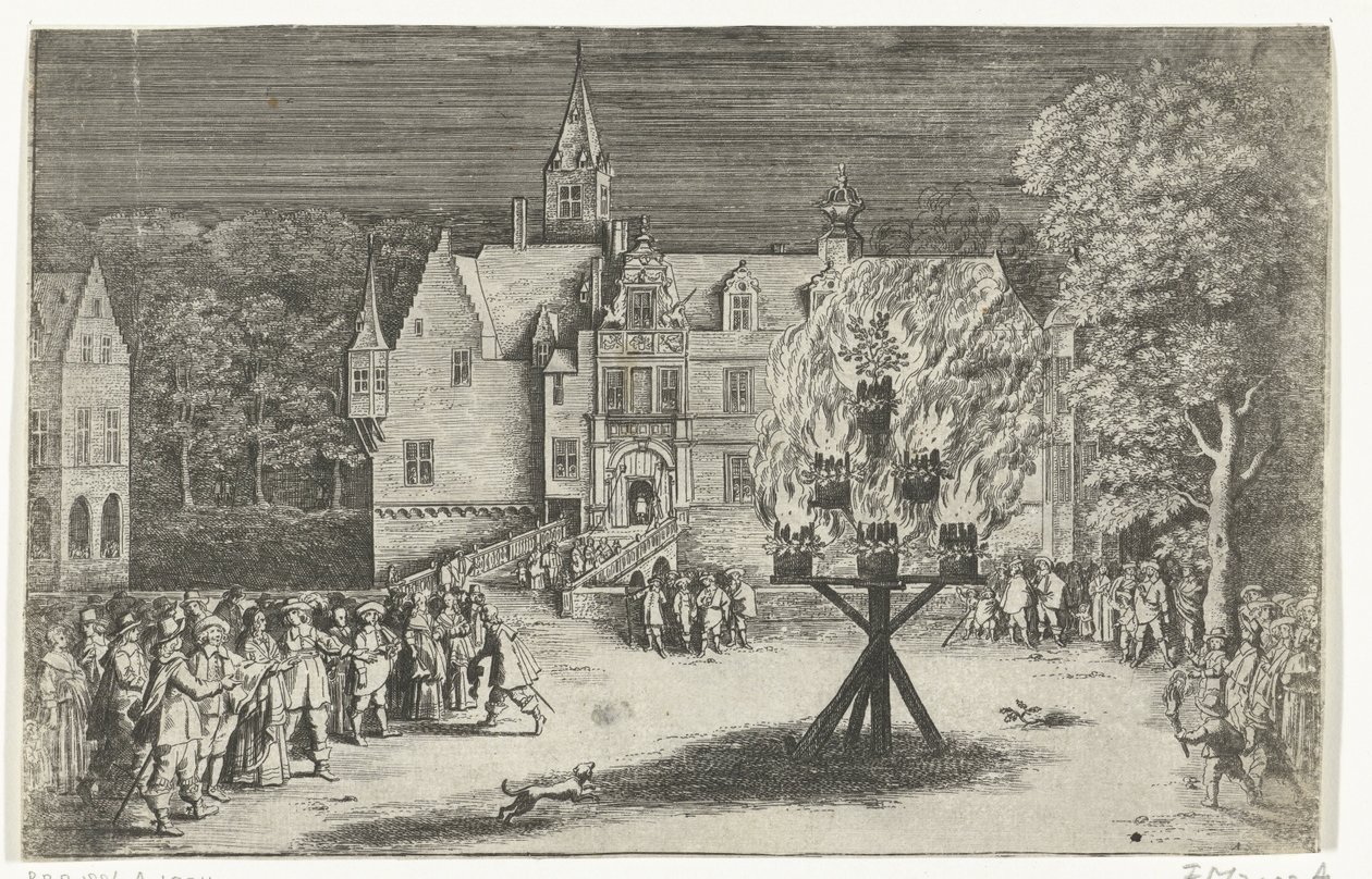 Bonfire at the Visit of Princess Maria Henrietta with Prince William III to Breda, 1653 by Abraham Dircksz. Santvoort