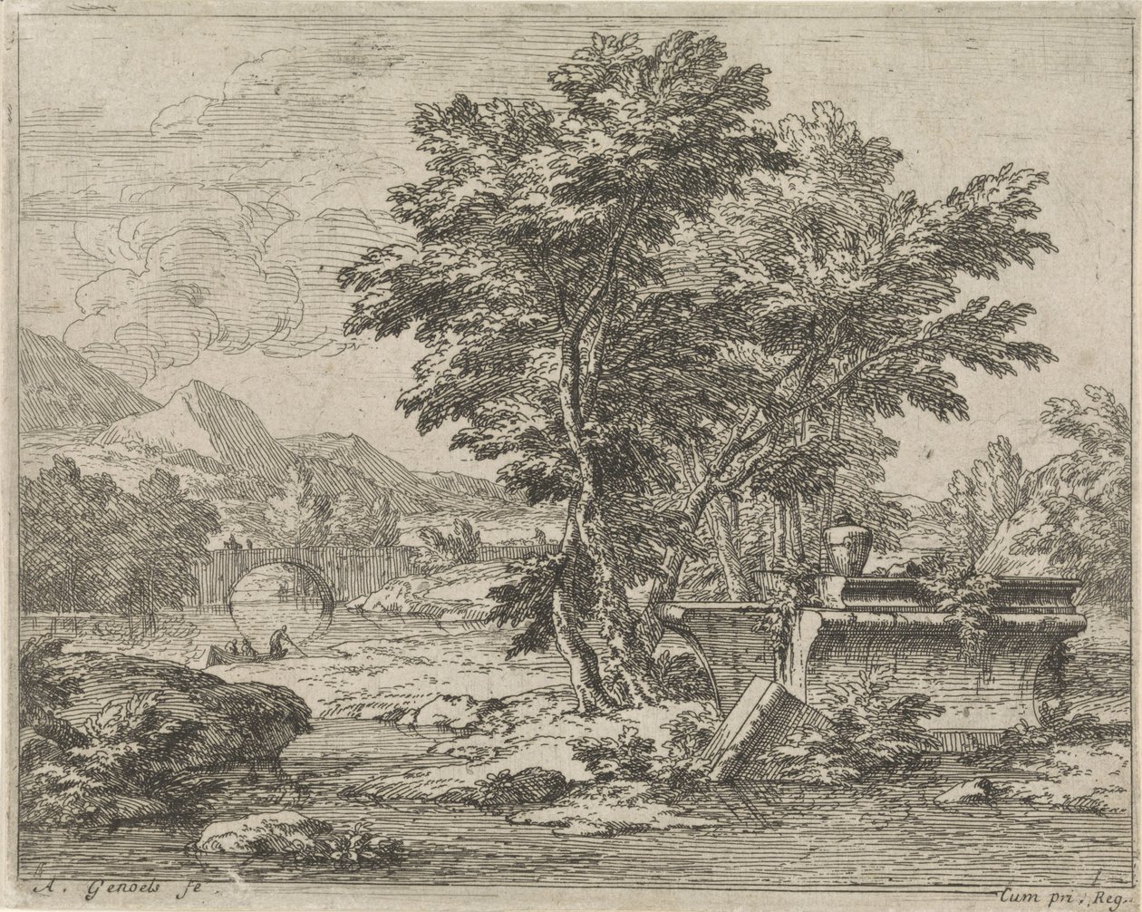 Landscape with a Classical Ruin by Abraham Genoels