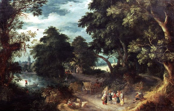 Wooded River Landscape by Abraham Govaerts