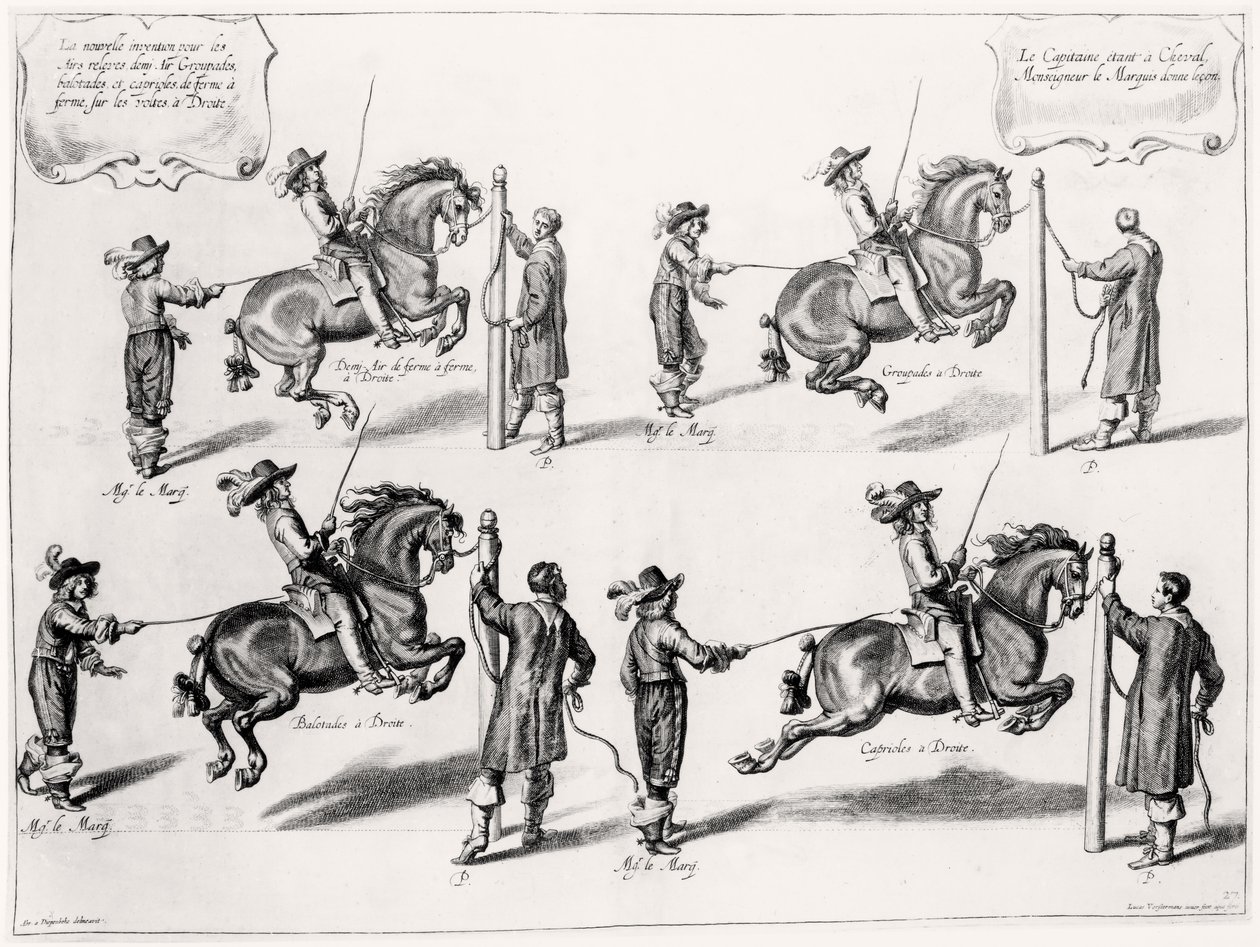 Illustration from a Riding Manual, engraved by Peeter Clouwet by Abraham Jansz. van after Diepenbeeck
